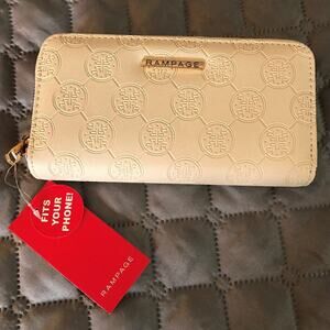 Rampage Embossed Double Zip-Around Wallet Cream NEW